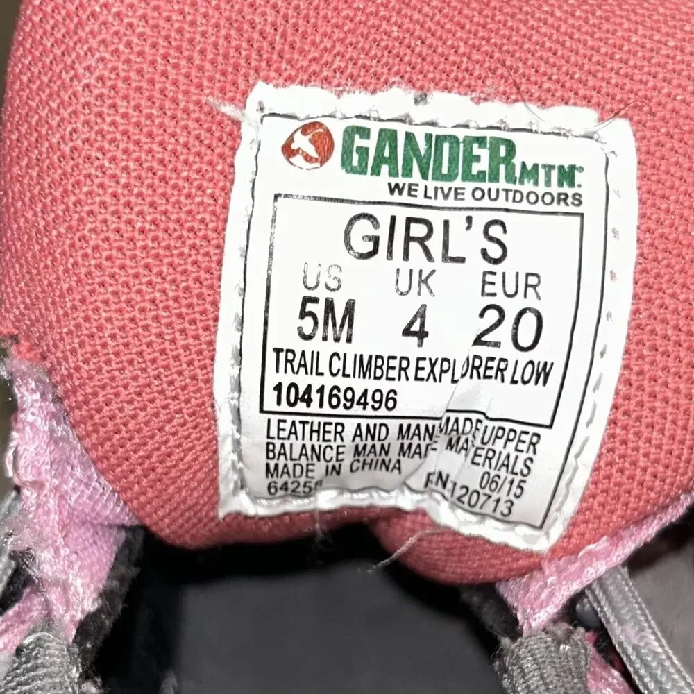 Gander Mountain Trail Climber Explorer Low Pink Gray Youth Size 5 Sneaker Shoes